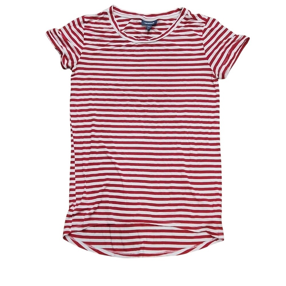 Modcloth Tomato Girl Summer Coastal Red White Stripe Nautical pattern Tee Size S